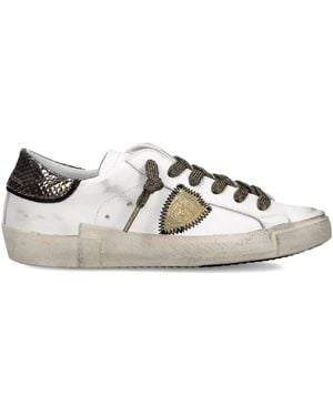 Philippe Model Embroidered Low-Top Sneakers - White