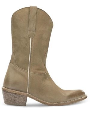 Moma Dallas Western-Style Cowboy Boots - Natural