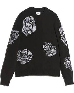 Barrie Roses Round-Neck Sweater - Black