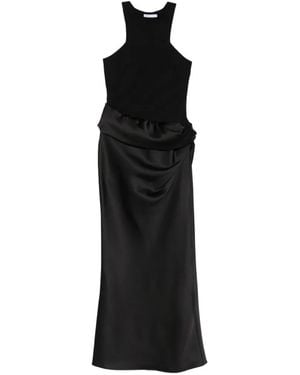 Patrizia Pepe Fluid Satin Maxi Dress - Black