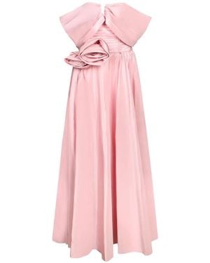 Nissa Maxi Floral-Detail Lace-Up Dress - Pink
