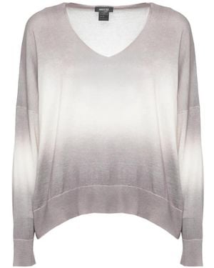 Avant Toi Ombré-Effect V-Neck Jumper - White
