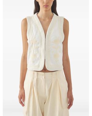 Antik Batik Embroidered sleeveless vest - Natur
