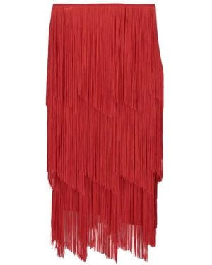 Tom Ford Jupe Mi-Longue À Franges Superposées - Red