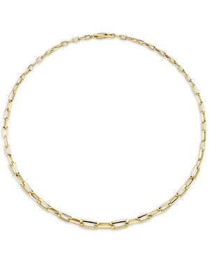 Lizzie Mandler Chubby Knife Edge Oval Link Necklace - Metallic
