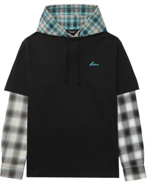 we11done Geruite Katoenen Sweater - Zwart