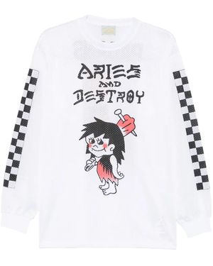 Aries Camiseta Airtex Con Motivo Gráfico - Blanco