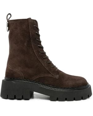 Vic Matié Lace-Up Suede Ankle Boots - Brown