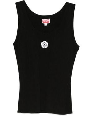 KENZO 'Boke Flower 2.0' Embroidered Ribbed Top - Black