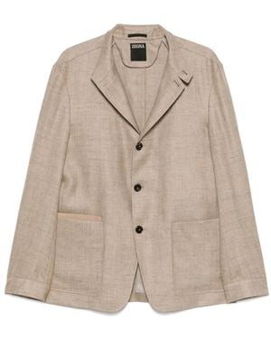 ZEGNA Single-Breasted Blazer - Natural