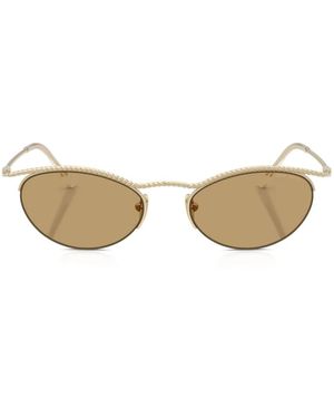 Giorgio Armani Rope-Detailed Oval-Frame Sunglasses - Natural