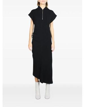 Malloni Hooded Half-Zip Midi Dress - Black