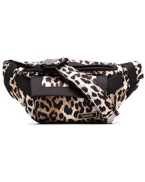 Ganni Leopard-print Belt Bag - Black