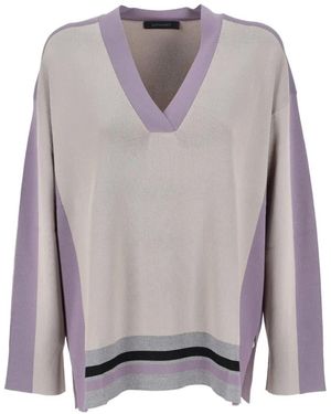 Elena Miro Colour-Block V-Neck Sweater - Grey