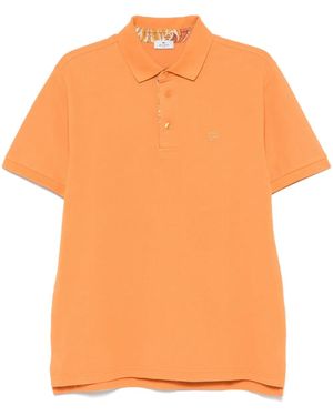 Etro Cotton Polo Shirt With Embroidered Logo - Orange