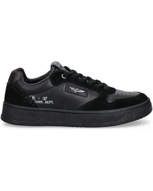 Aeronautica Militare Perforated Panelled Trainers - Black