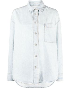 MSGM Ripped-Detail Denim Overshirt - White