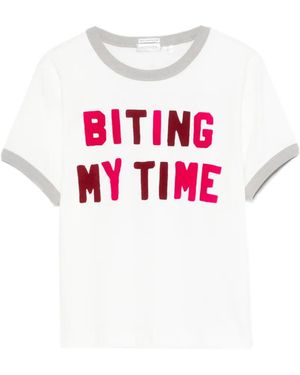 Mother The Itty Bitty Ringer Letter-Print T-Shirt - Red