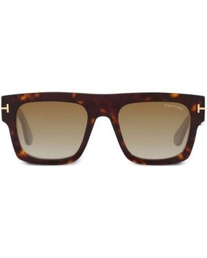 Tom Ford T-Detail Square-Frame Sunglasses - Brown