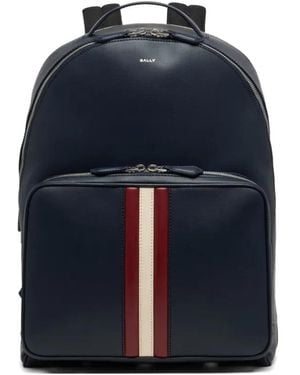 Bally Mythos Striped Leather Backpack - Blue