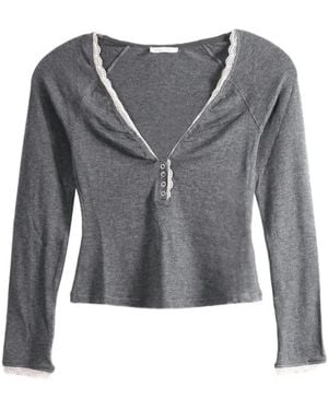 Free People A Little Bit Layering Oberteil Mit Spitzenbesatz - Grau