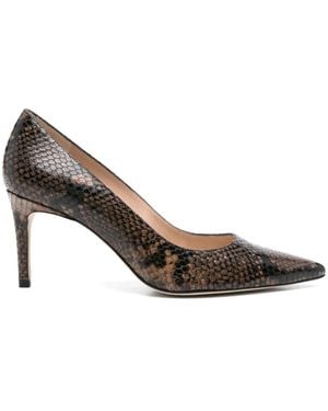Stuart Weitzman 80Mm Snakeskin-Pattern Stiletto Heeled Pumps - Marron