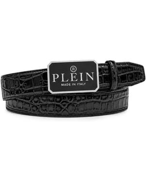 Philipp Plein Leather Belt Cocco - Black