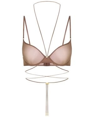 Maison Close Balconette Cross-Back Bra - Brown