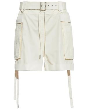 McQueen Bermudas Cargo Con Cinturón - Blanco