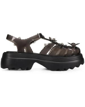 Melissa X Susan Fang Possession Plat Sakura Floral-Embellished Sandals - Black