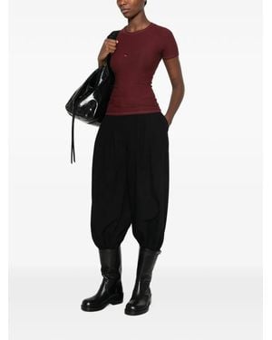 Baserange T-Shirt A Coste Con Cut-Out A Cuore - Nero