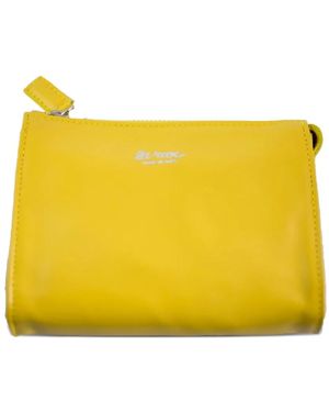 LA ROSE Minimal Leather Make-Up Bag - Yellow