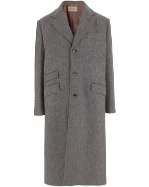 Valentino Garavani Herringbone-Pattern Virgin Wool Coat - Grey