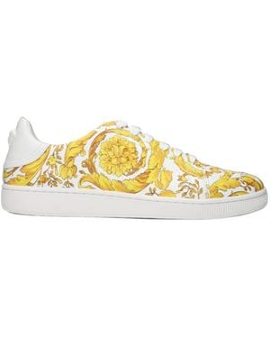 Versace Barocco-Print Leather Trainers - Yellow