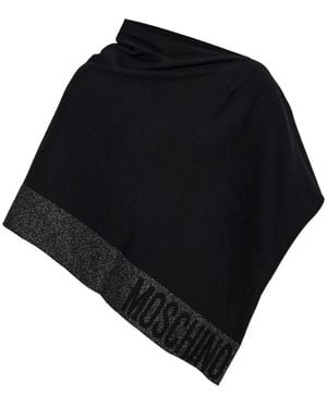 Moschino Logo-Detail Metallic-Trim Poncho - Blue