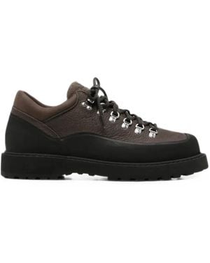 Diemme Cornaro Gomma Leather Paneled Sneakers - Black