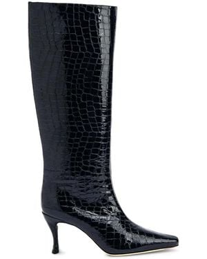BY FAR Stevie 42 Stiefel Aus Leder Mit Kroko-Effekt - Schwarz