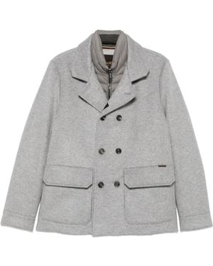 Moorer Double-Breasted Notched-Lapel Jacket - Grey