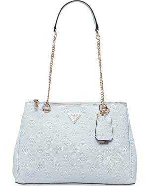 Guess Sac Cabas Cresidia À Plaque Logo - Blanc