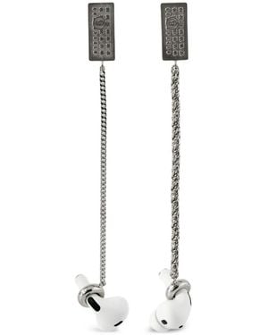 MM6 by Maison Margiela Chain Earphones Earrings - White