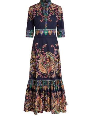 Etro Paisley-Print Long Dress - Blue