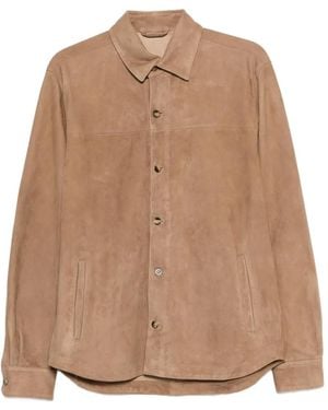 Boglioli Buttoned Suede Shirt - Natural