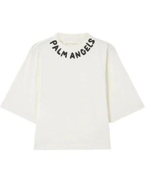 Palm Angels Logo-Printed Crew-Neck T-Shirt - White