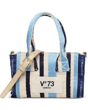 V73 Mini Schultertasche Mit Gestreiftem Henkel - Blau
