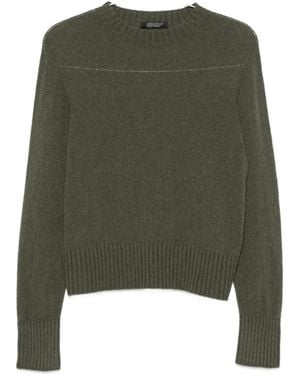 Aragona Long-Sleeve Ribbed-Trim Jumper - Green
