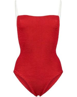 Paramidonna Marisia Crinkle-Effect Swimsuit - Red