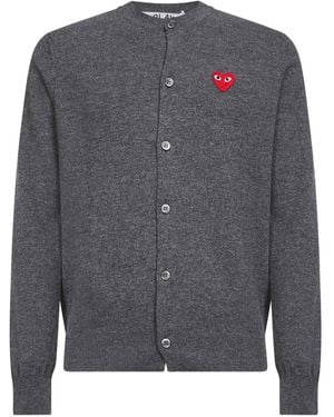 COMME DES GARÇONS PLAY Button Heart-Logo Cardigan - Grey