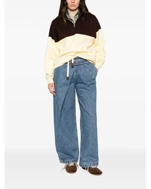 Loewe Anagram-Embroidered Colour-Block Sweater - Blue