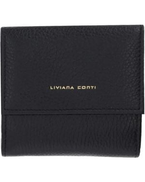 Liviana Conti Small Grained Flap Wallet - Black