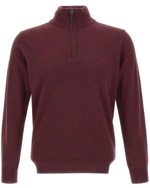 Kangra Half-Zip Virgin-Wool Jumper - Red